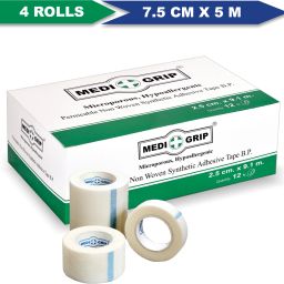 Non Woven Paper Tape 7.5 cm x 5 m (Pack of 4) White First Aid Tape-image-19