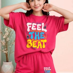 Women Top & Shorts Set Pink Printed-image-80