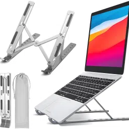 Bvolence Premium Quality Material Ventilated Portable Foldable Durable 6 Angle Adjustable Ergonomic Tabletop Riser Compatible for All Laptop Stand-image-62