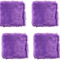 Fur Cushions with Insert Filler Microfibre Solid Cushion Pack of 4-image-6