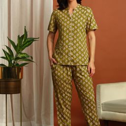 asami Women Shirt & Pyjama set Yellow Printed-picture-14