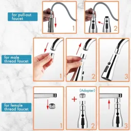 sohail 3-Mode Kitchen Faucet Tap Nozzle with Button Control – Water Saving & 360° Faucet Function Diverter image 2