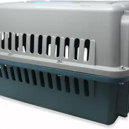 Handle Hinged Door Folding Collapsible Crate Portable Pet Travel Carrier Cage Grey, Blue Pet Crate-image-7