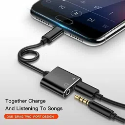 IMMUTABLE Black 88 _charging and audio splitter Type-C to 3.5 MM & Charging Splitter Compatible for MI 6/ MI Note 3 and Android Smartphones Type-C to 3.5mm Audio Phone Converter image 5