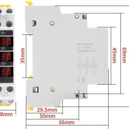 amicisense 3-Phase Voltmeter, AC 80~500V Mini Voltage Tester with 3 LED Display Voltmeter image 2