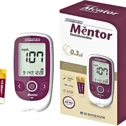 Mentor Digital Blood Glucose Meter for self Diabetes testing monitor machine with complete medical device Kit + 60 Strips - Glucometer-13