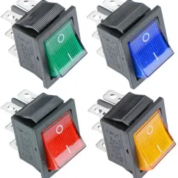 4 Color Heavy-duty DPST 4 Pins ON/Off AC Rocker Switch with Indicator Lights Electronic Components Electronic Hobby Kit-image-3