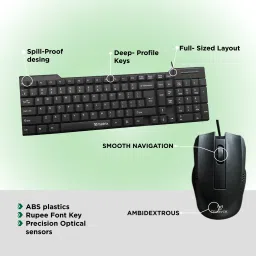 MATRIX USB Wired Keyboard and Wired Optical Mouse Black (KM200+KM100) Combo Set image 3