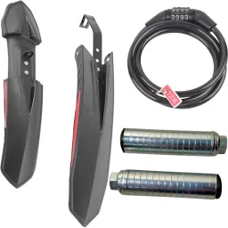 Cycle Fender Front & Rear Mudguard With Cycle Side Footrest & Chain Number Lock Full Length Front & Rear Fender-22