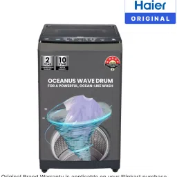 haier 8 kg Powerful Storm Pulsator, Custom Wash Cycles with Quick Wash, Near Zero Pressure Technology, Dual Magic Filter Fully Automatic Top Load Black, Grey image 2