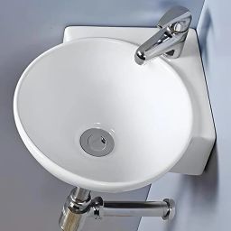 White Corner Glossy Finish Washbasin 14X14X 5.2 Inch For Ceramic Material Premium White Corner Branded Hunged Wash Basin For Bathroom Toylet Hotel Wall Hung Basin-image-57