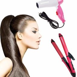 PTITSA PACK OF 2 COMBO NV1290 HAIR DRYER 1000W AND 2IN1 STRAIGHTENER AND CURLER MACHINE Personal Care Appliance Combo-15