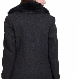 comfy sparrow Wool Blend Self Design Coat For Women image 2
