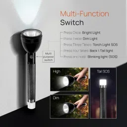 crentila Rechargeable Long Range Light With 4 Mode Long Battery Backup with Tail Light Torch image 5