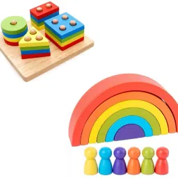 Rainbow Stack Toy and Shape Sorting combo pack-30
