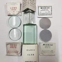 kambojtraders Glass Slab, Prism, Concave Lens and Mirror, Convex Lens Solid Prism image 2