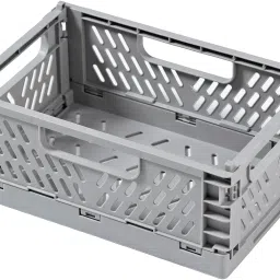 Small Refrigerator Storage Crisper/Container without Lid (Grey) Polypropylene Fruit & Vegetable Basket-1