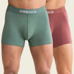 Pack of 2 Combed Cotton Stretch Anti-Bacterial Solid Men Trunk-14