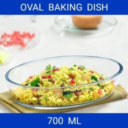 Glass Serving Bowl Borosilicate Glass oval Baking Dish, Tray, Oven and Microwave Safe, 700 ml-16