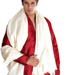 WEAVERS VILLA Pure Wool Solid Men Shawl-13