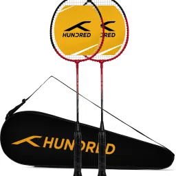 POWERTEK 100 (2PCS IN 1) Red, Black Strung Badminton Racquet-0