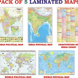 India & World Map ( Both Political & Physical ) with Constitution of India Chart | LAMINATED SET OF 5 Photographic Paper-17