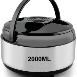 Stainless Steel Solid Hot Case, Chapati Box, Casserole Thermoware Silver 2000ML Cook and Serve Casserole-1