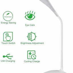 rexburg Led Table Lamp with touch sensor Emergency Rechargeable Table Lamp (pack of 1) Study Lamp image 4