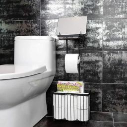 38563 Freestanding Toilet Paper Holder Toilet Tissue Rack Scroll Stand Iron Toilet Paper Holder-image-6