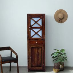 woodsworth from pepperfry Kryss Sheesham Wood 1 Door Wardrobe in Scratch Resistant Provincial Teak Finish-picture-23
