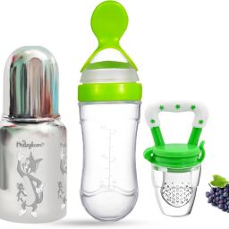 Stainless Steel Feeding Bottle/Silicone Food Feeder & Fruit Feeder Pack of 3 - 304 Grade Stainless Steel, Food Grade Silicone Food Feeder-image-26