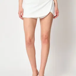 Women Solid Skorts White Skirt-image-21