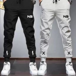 Pack of 2 Men Printed Black, Grey Track Pants-17