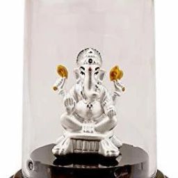 999 Pure Silver Ganesha/Vinayaka Beautiful Idol with Acrylic Base Decorative Showpiece - 12 cm-image-71