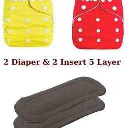 Washable Reusable Cloth Diapers with 2 Adjustable Nappies & 2 Inserts 5 Layer-image-39