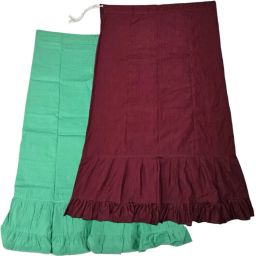 Belizzi Paridhan Medium Spring Green & Deep Maroon Combo Pure Cotton Petticoat-image-88