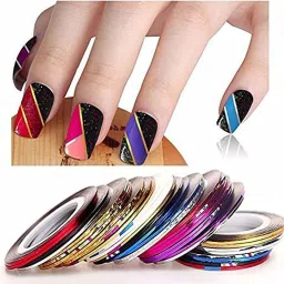 color next nail art combo with 5 way dotting pen tip guide 10 pc striping tapes image 2