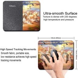 FirseBUY Gaming Mouse Pad Custom, White Running Horse Printed Mousepad image 2