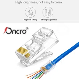 ONCRO Pack of 25pcs Plugs RJ45 connector, lan Crimp Hood Connectors 8P8C Ethernet lan adapter Network caps for CAT5 CAT5E CAT6 Cable Solid Crystal Transparent Solid Head. Lan Adapter image 2