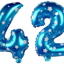 Solid Blue Foil Number 42 Letter Balloon-15