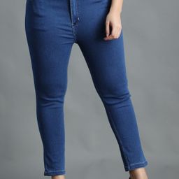 pompous Women Slim High Rise Dark Blue Jeans-picture-17