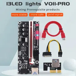 LipiWorld VER011-PRO Riser Card 10 Capacitors PCI-E 1X to 16X Riser Card GDDR4 16 GB NVIDIA Chipset 64 bit 120 MHz Graphics Card image 2