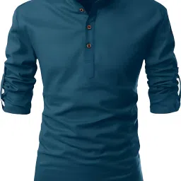 Men Solid Cotton Blend Straight Kurta-image-86