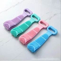 Silicone Bath Body Brush, Exfoliating Long Silicone Body Back Scrubber, Strong Rub Back Mud Silica Gel Bath Towel, Silicone Double-Sided Back Scrub-image-52
