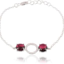 Femme Jam 925 Sterling Silver Natural Garnet Bracelet For Women & Girls Platinum Garnet Bracelet-image-39