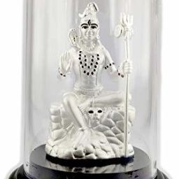 999 Pure Silver Lord Shiva/Mahadev/Shivji/Bholenath Idol with Acrylic Base Decorative Showpiece - 12 cm-image-2