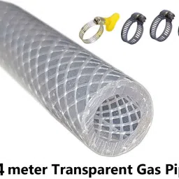 4 meter Transparent LPG Gas Pipe & 4pc Clamps Internal Pipe size 8mm for Home, Restaurants Hose Pipe-image-26