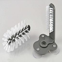 Glass Washer Brush Cleaner with Suction Base Double Sided Bristle, Standing Glass Bottle Cup Cleaner for Bar Kitchen Sink Washing Cleaning Tools for Cup, Glasses, Bottles- Grey (250 ml) Scrub Pad-image-14