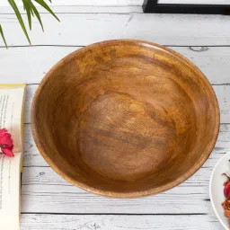Wooden Serving Bowl 10" Flat Base Wooden Serving Bowl for Salads, Fruits, Popcorn, Pasta-image-38