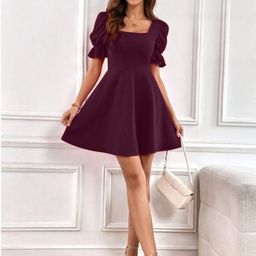 oomph! Women Fit and Flare Purple Above Knee/Mid Thigh Length Dress-picture-31